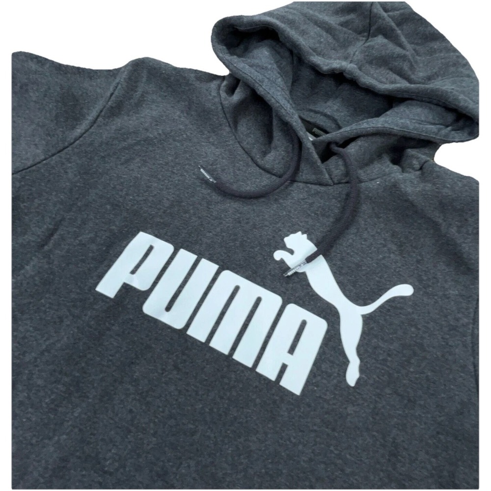 Puma Hoodie Women Large Gray White Sweatshirt Sweater Spell Out Pull Over Ladies - Picture 3 of 9